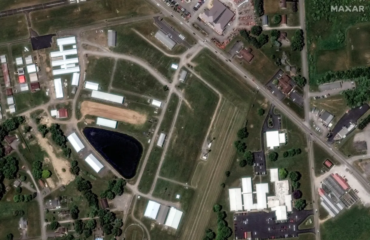 A satellite image around Republican presidential candidate and former U.S. President Donald Trump's rally location in Butler, Pennsylvania