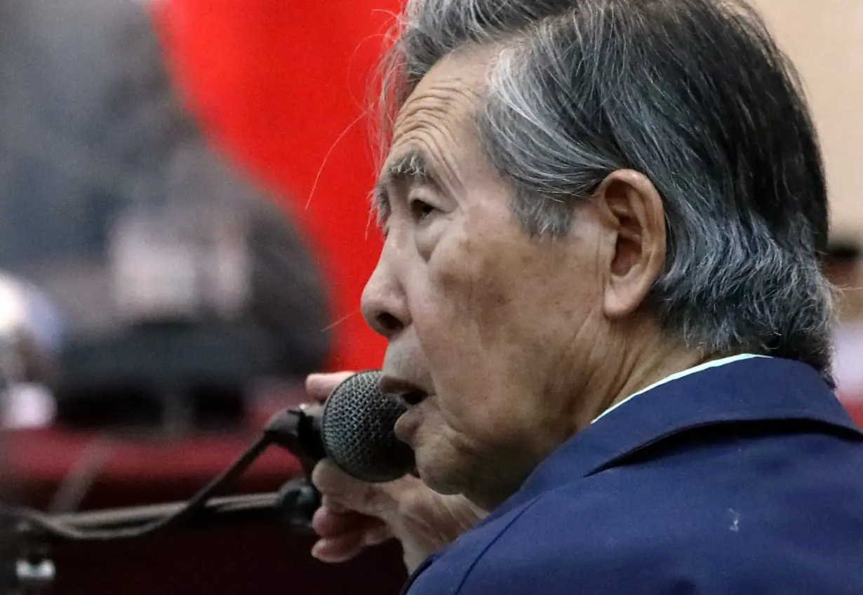 FILE PHOTO: Former President of Peru Alberto Fujimori attends a trial as a witness at the navy base in Callao