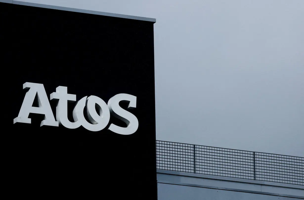 FILE PHOTO: Logo of Atos is seen on a company building, in Nantes