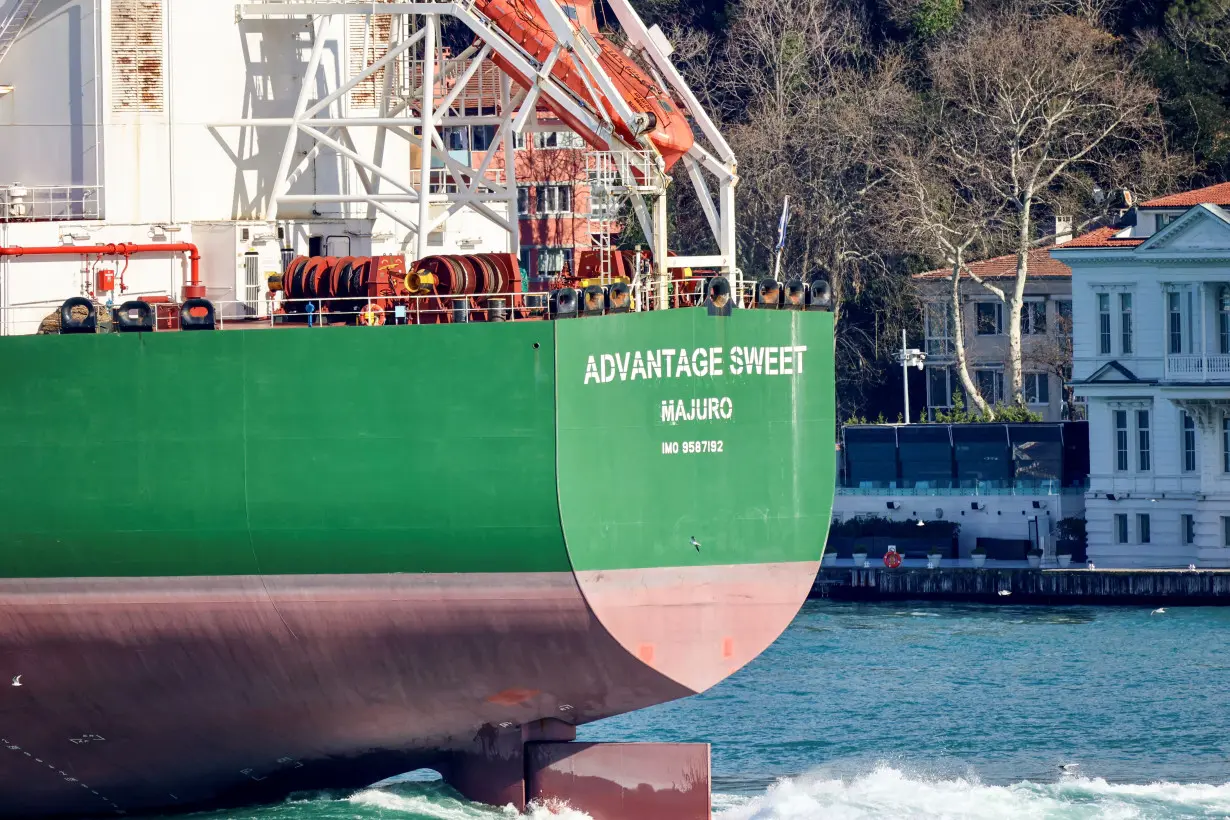 Marshall Islands-flagged oil tanker Advantage Sweet at Marmara sea near Istanbul