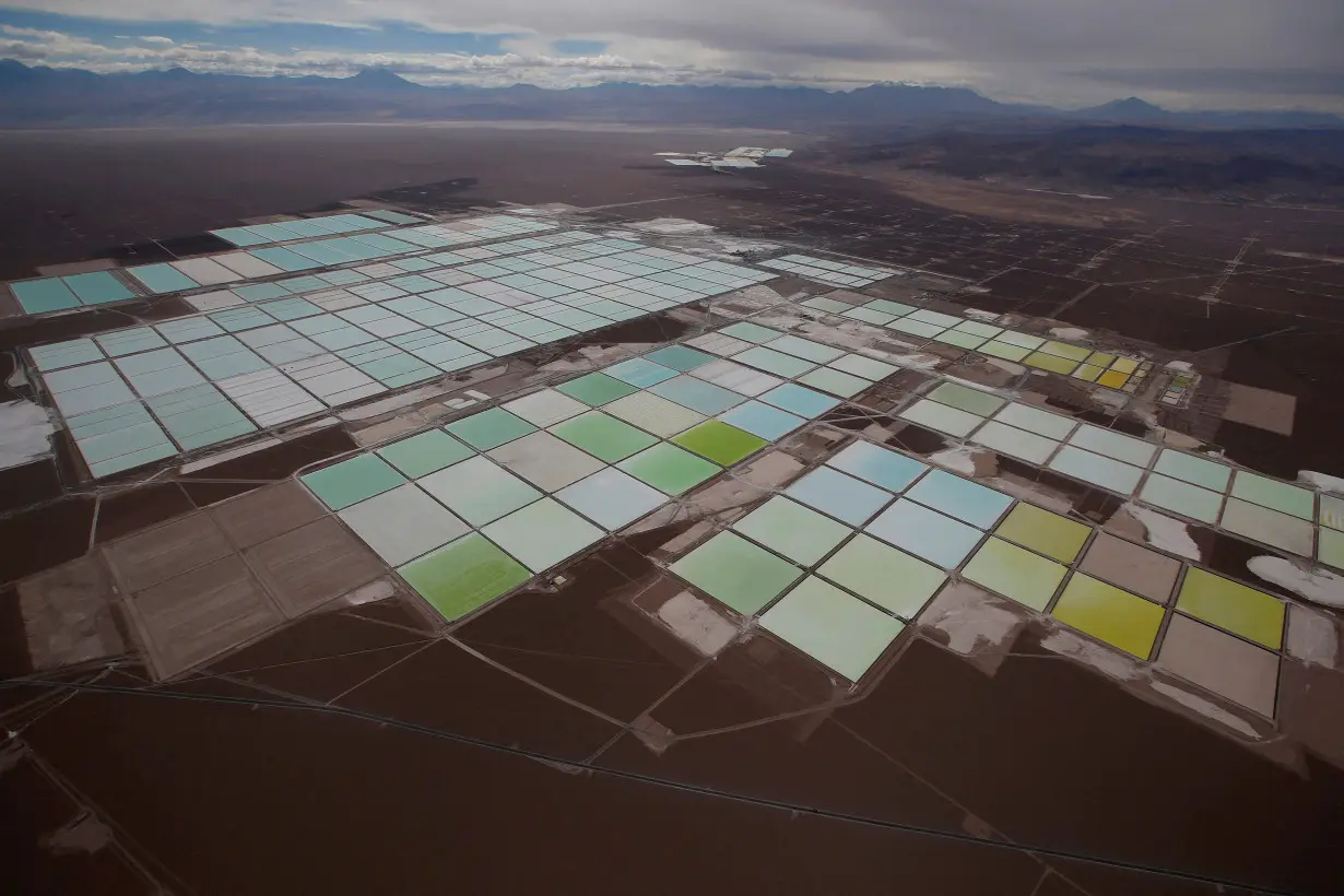 FILE PHOTO: FILE PHOTO: Aerial view shows the brine pools of SQM lithium mine on the Atacama salt flat in the Atacama desert of northern Chile