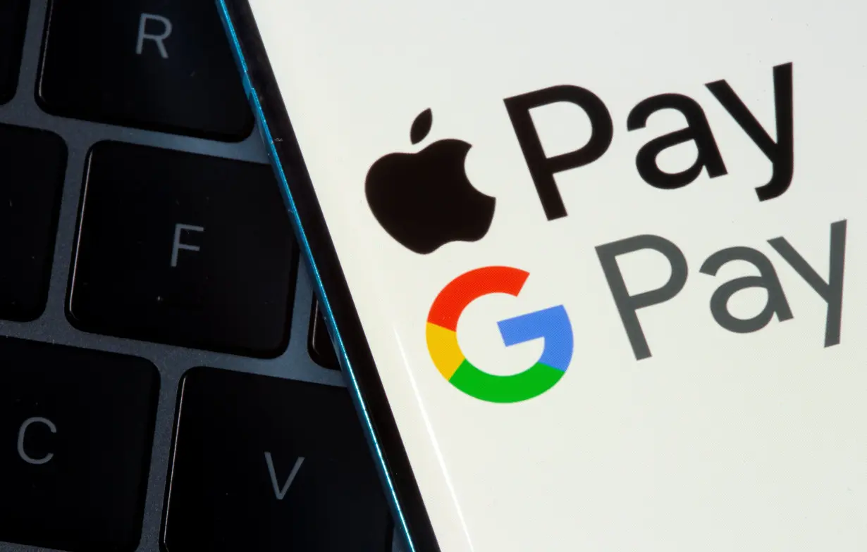 Photo illustration of Apple Pay and Google Pay logos