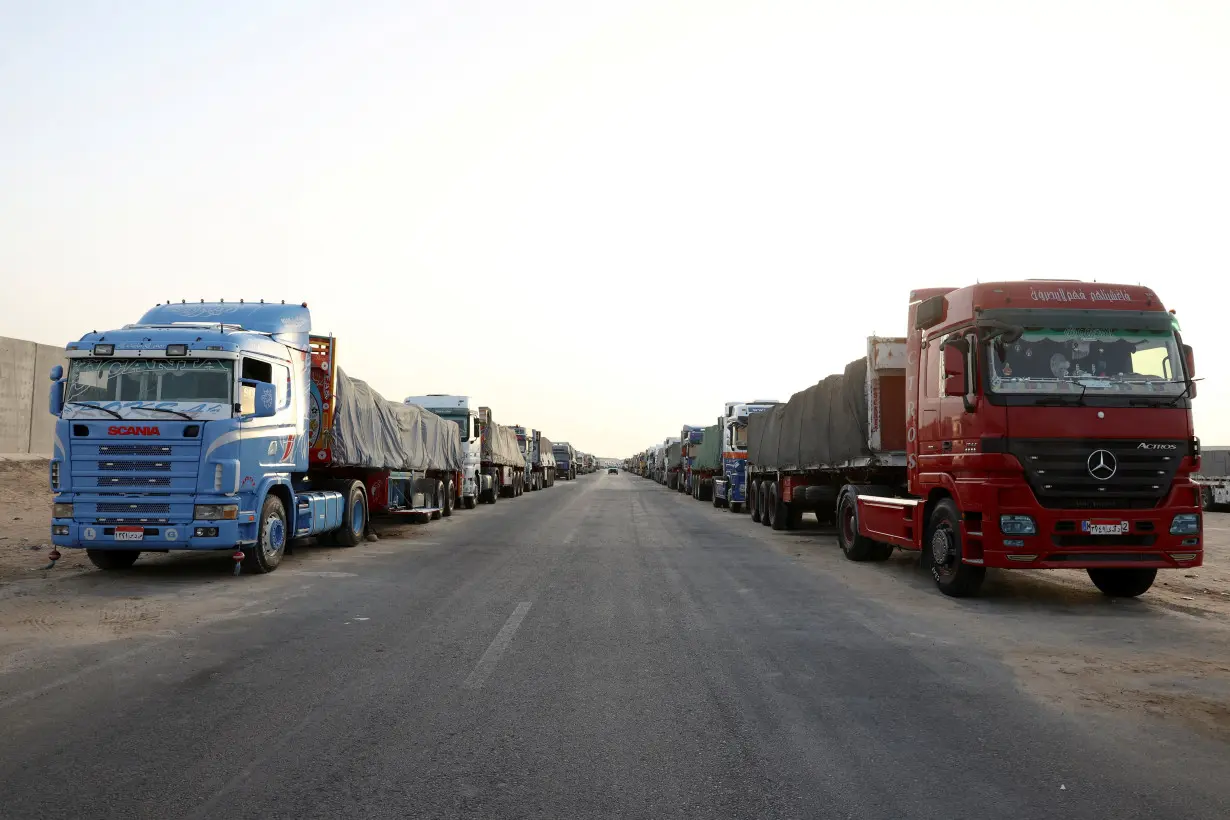 FILE PHOTO: Truck for Gaza waiting to be deployed, in Al Arish