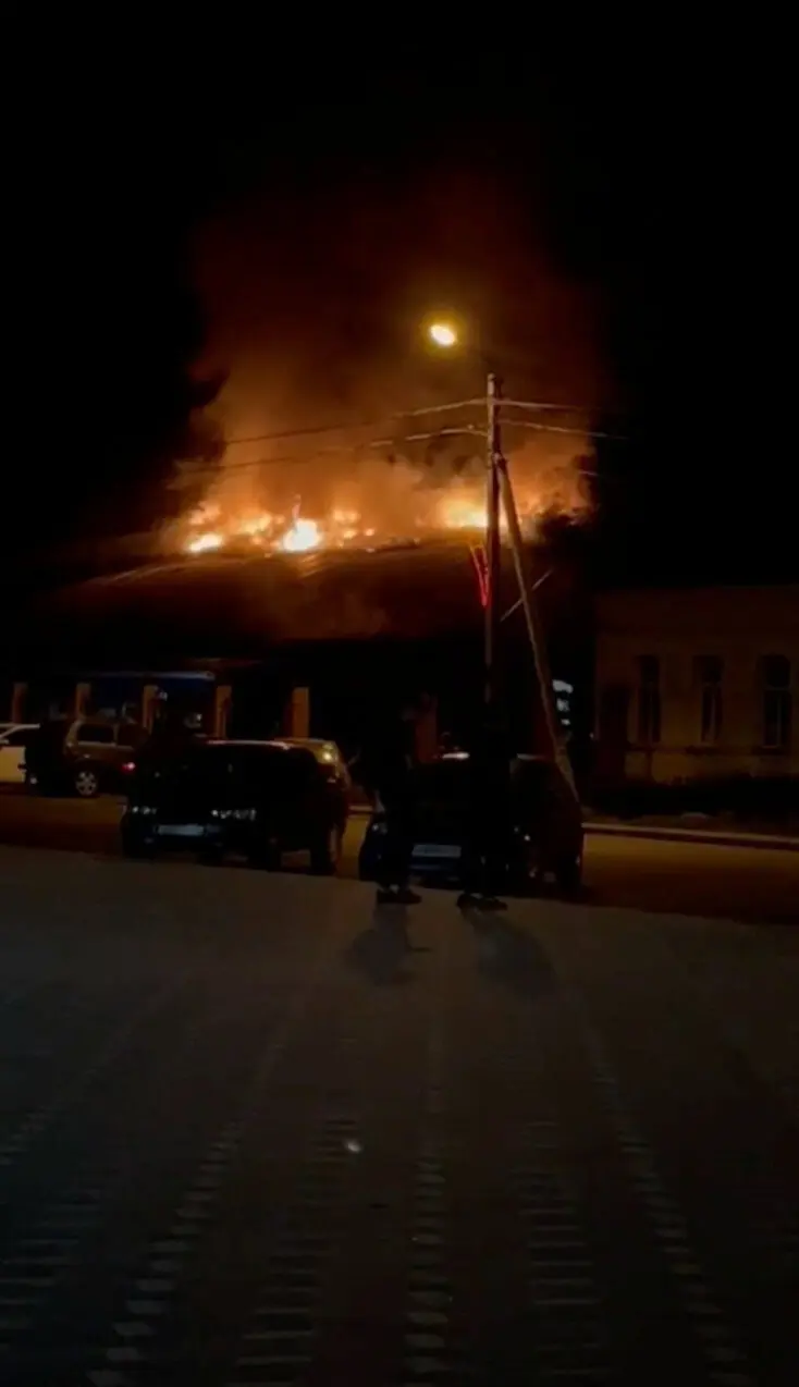 A view of a fire at Korenevsky Plant low-voltage equipment in Korenevo