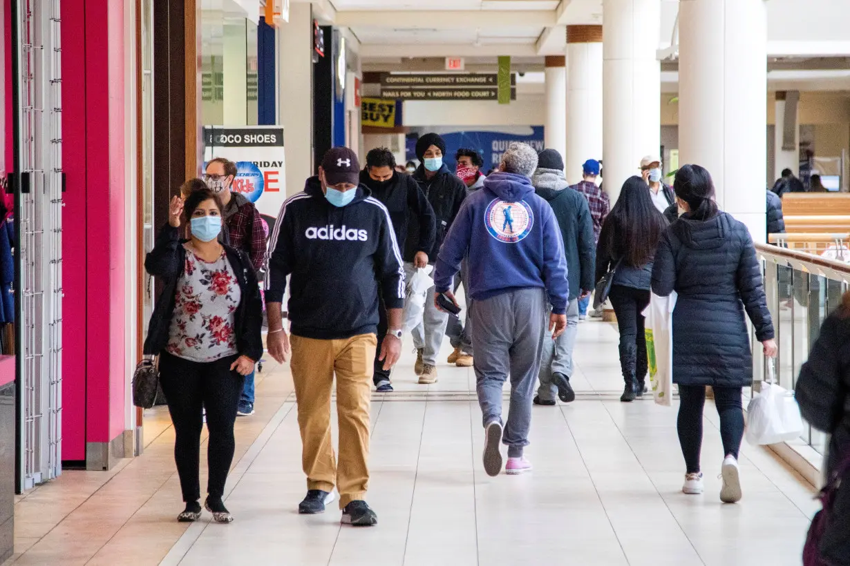 FILE PHOTO: FILE PHOTO: Shoppers walk in Bramalea City Centre mall in Brampton