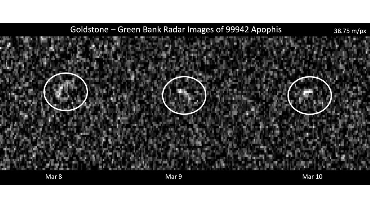 These images represent radar observations of Apophis on March 8, 9 and 10, 2021, as it made its last close approach before its 2029 Earth encounter. The data ruled out any chance of Earth impact for at least a century.