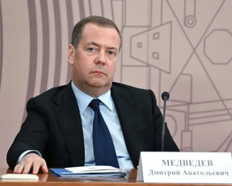 Russia's Medvedev says Ukraine joining NATO would mean war