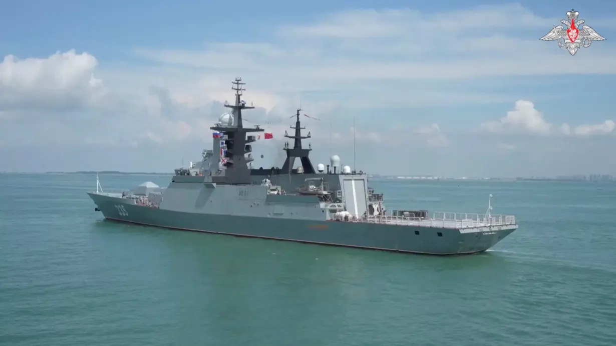 Russian corvette enters the port of Zhanjiang during the Joint Sea-2024 China-Russia naval exercise