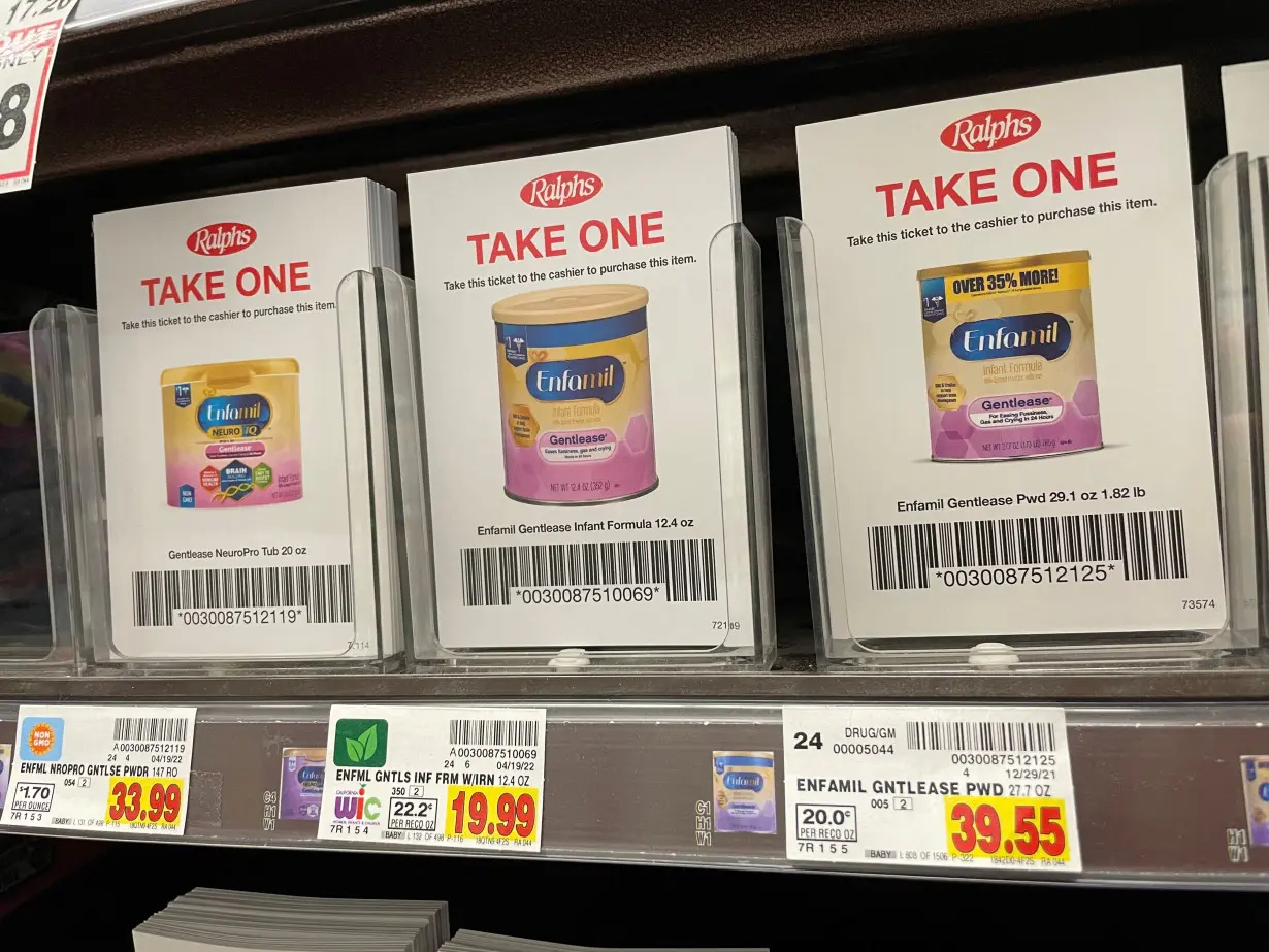 FILE PHOTO: Enfamil baby formula, produced by Mead Johnson, is seen in a supermarket in Los Angeles