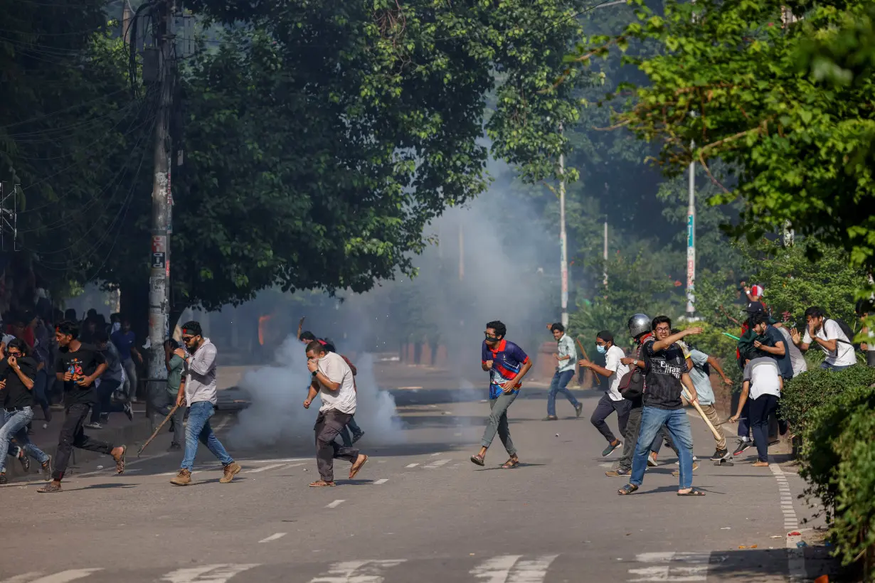 Anti-quota protesters join in a coffin rally at the University of Dhaka, in Dhaka