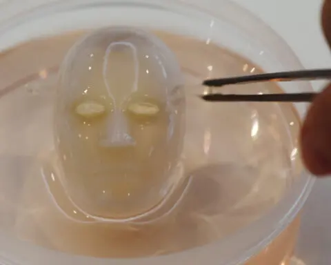 Say cheese: Japanese scientists make robot face 'smile' with living skin