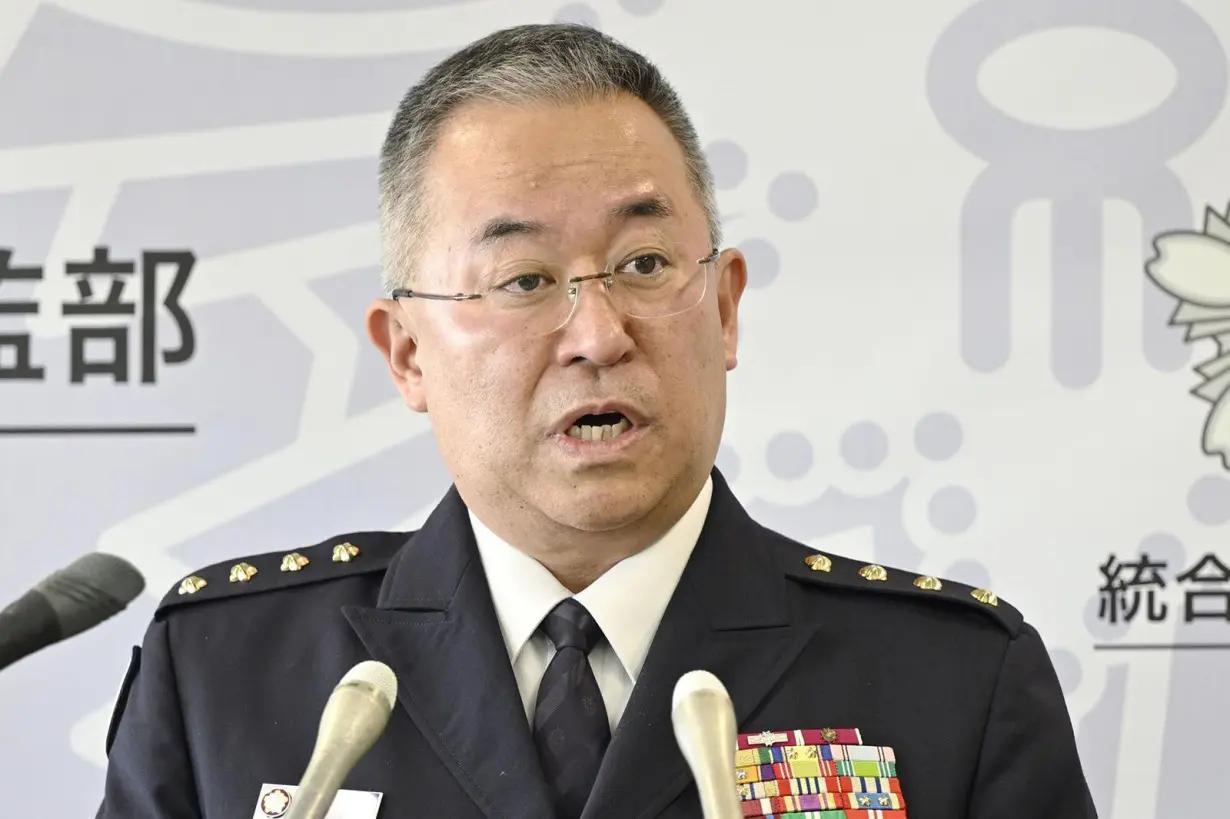 Gen. Yoshihide Yoshida, chief of the Japanese Self-Defense Forces Joint Staff, holds a news conference at the Defense Ministry in Tokyo on April 20, 2023.