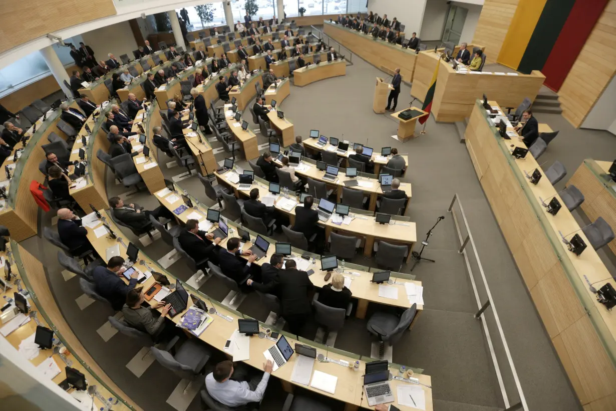 A general view of the session hall of the Lithuania's Parliament in Vilnius