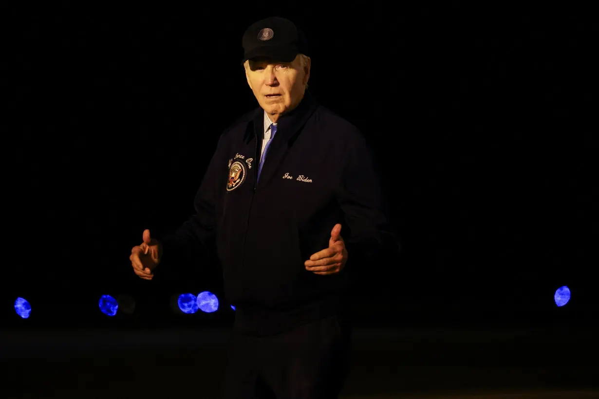 U.S. President Joe Biden deboards Air Force One, at Dover Air Force Base in Dover