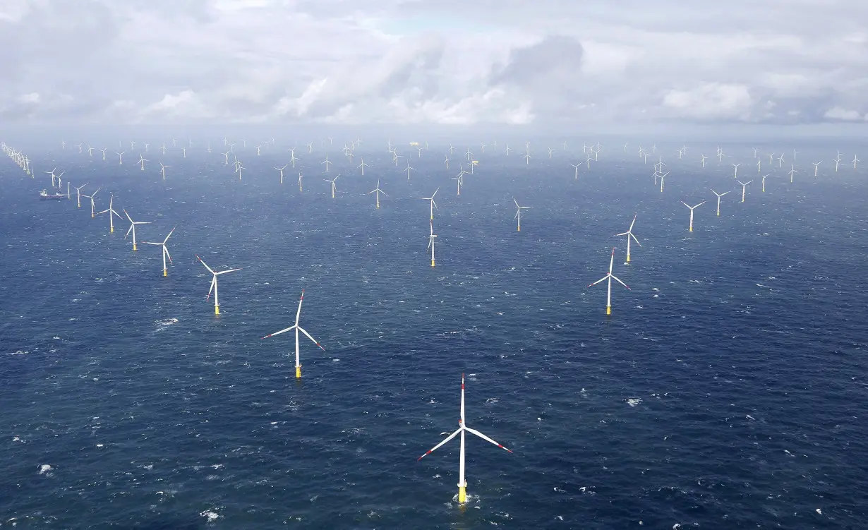 FILE PHOTO: Power-generating windmill turbines are pictured at the 'Amrumbank West' offshore windpark in the northern sea near the island of Amrum