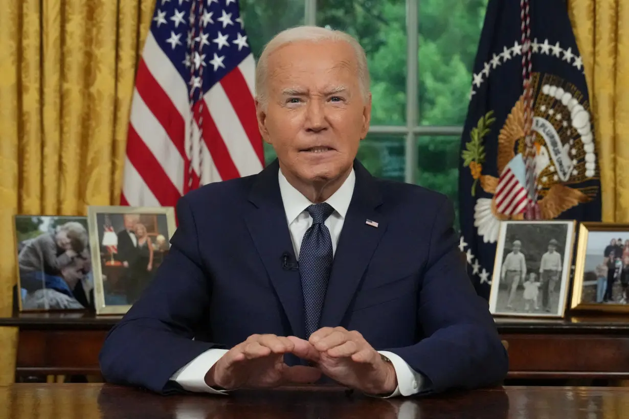 FILE PHOTO: U.S. President Joe Biden addresses the nation from the Oval Office in the White House, in Washington