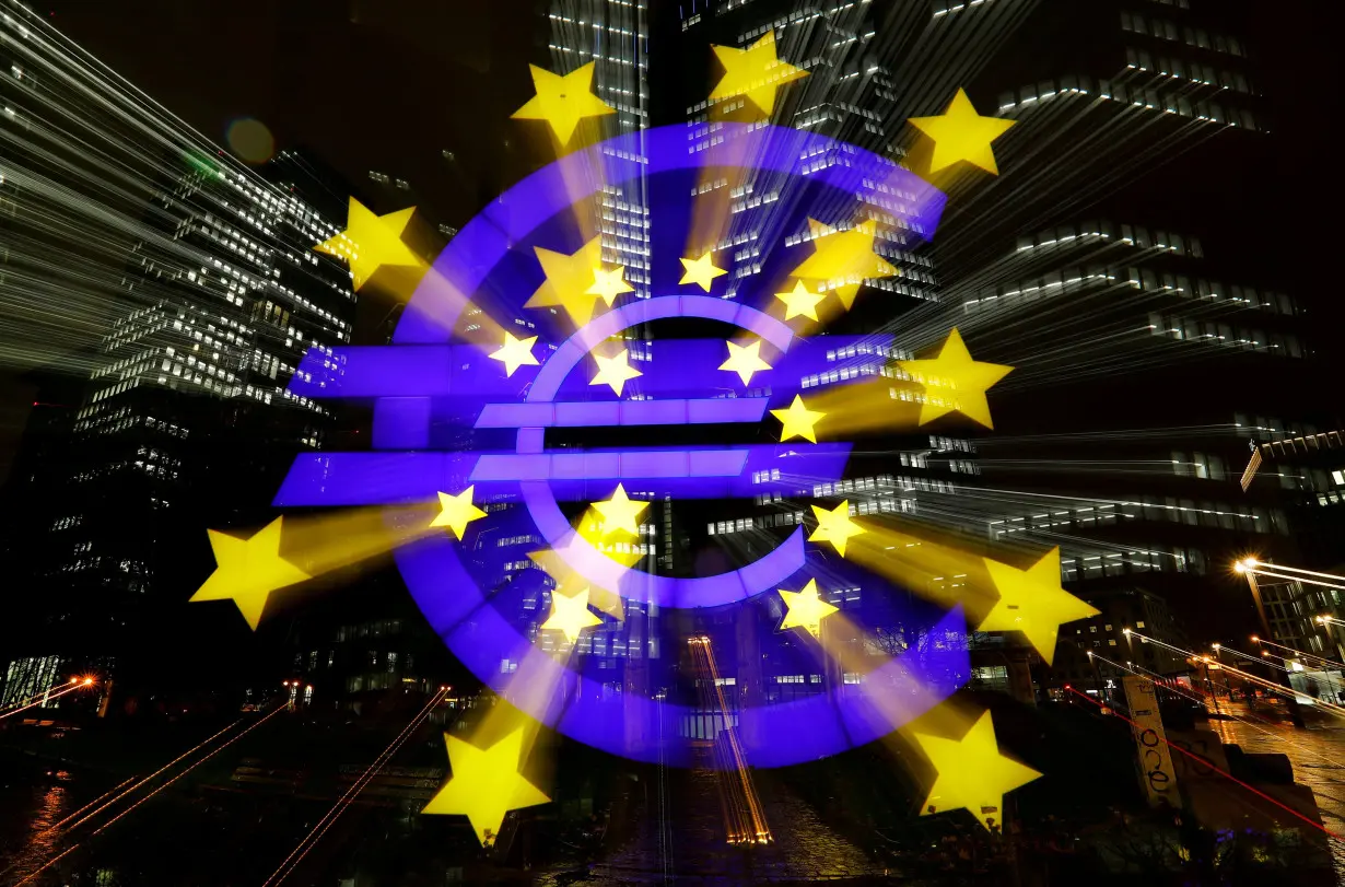 Euro sign seen at former ECB headquarters in Frankfurt