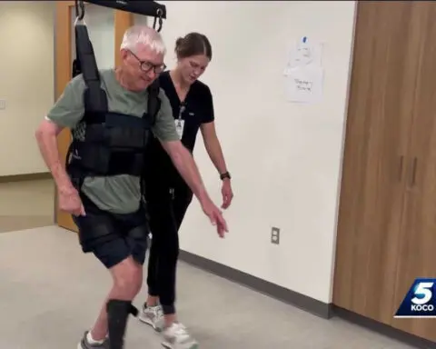 Robot at Norman Regional Hospital helping people to walk again