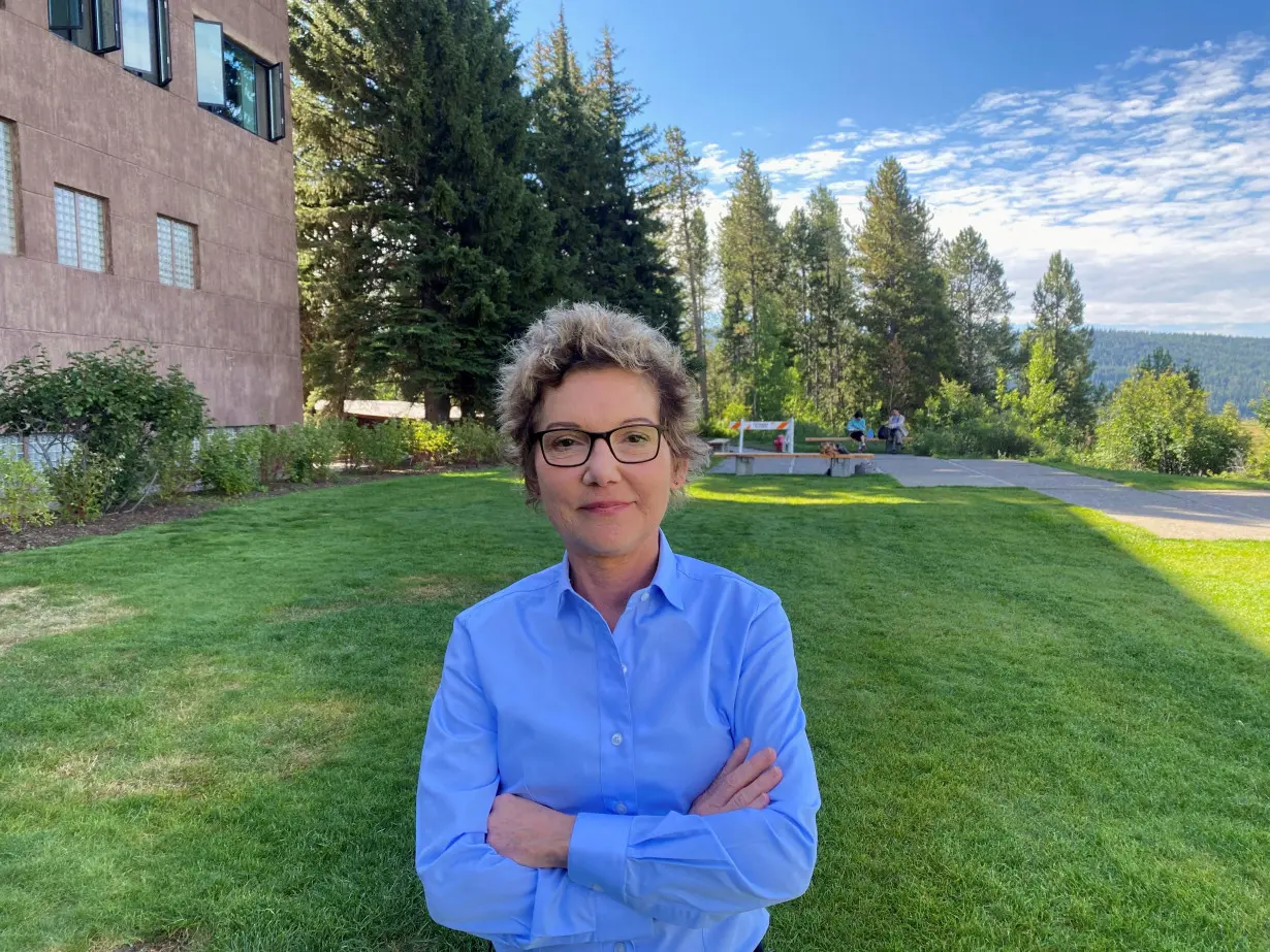 FILE PHOTO: Federal Reserve Bank of San Francisco President Mary Daly is photographed at the Kansas City Federal Reserve Bank's annual Economic Policy Symposium in Jackson Hole, Wyoming, U.S.