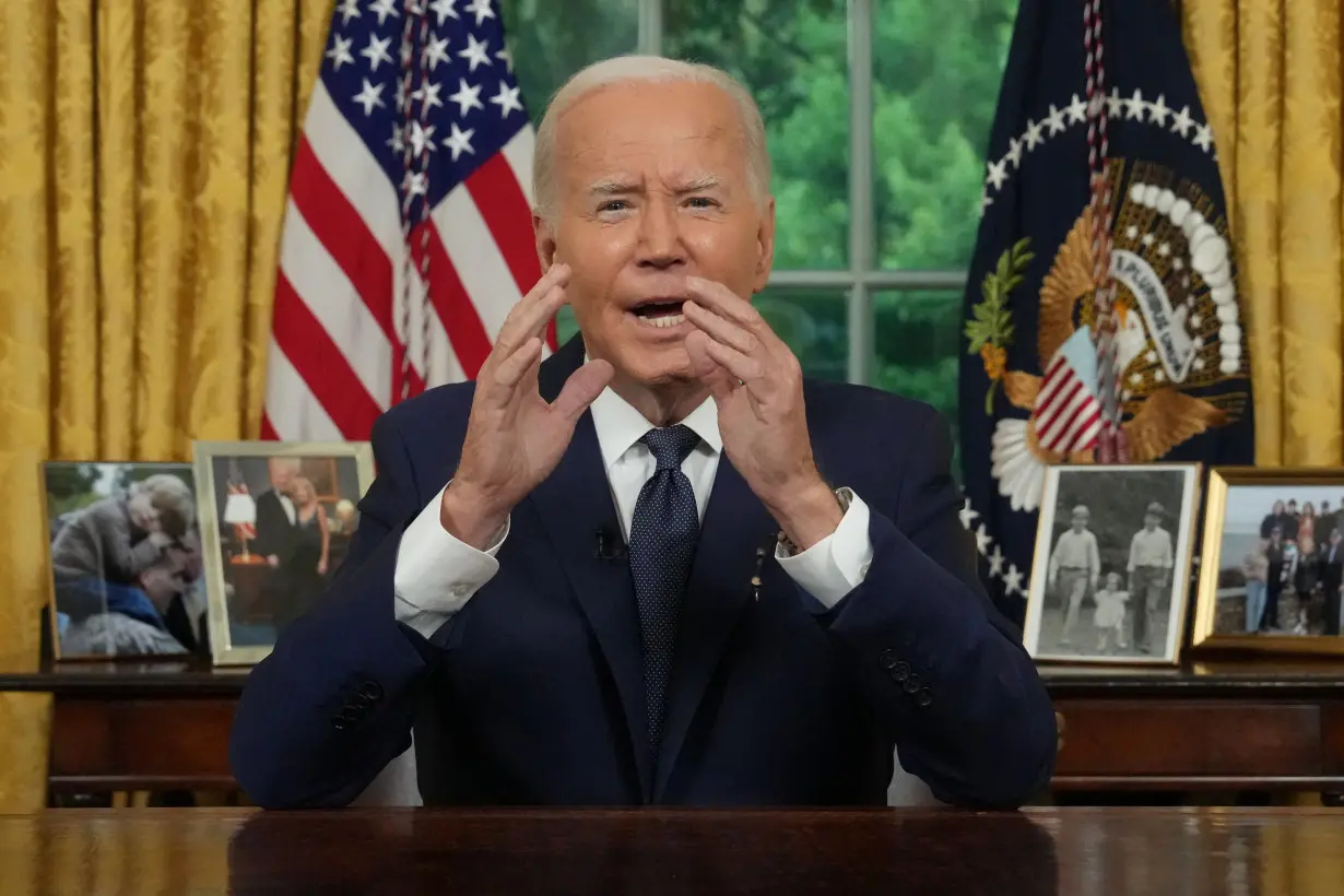 FILE PHOTO: U.S. President Joe Biden addresses the nation from the Oval Office in the White House, in Washington