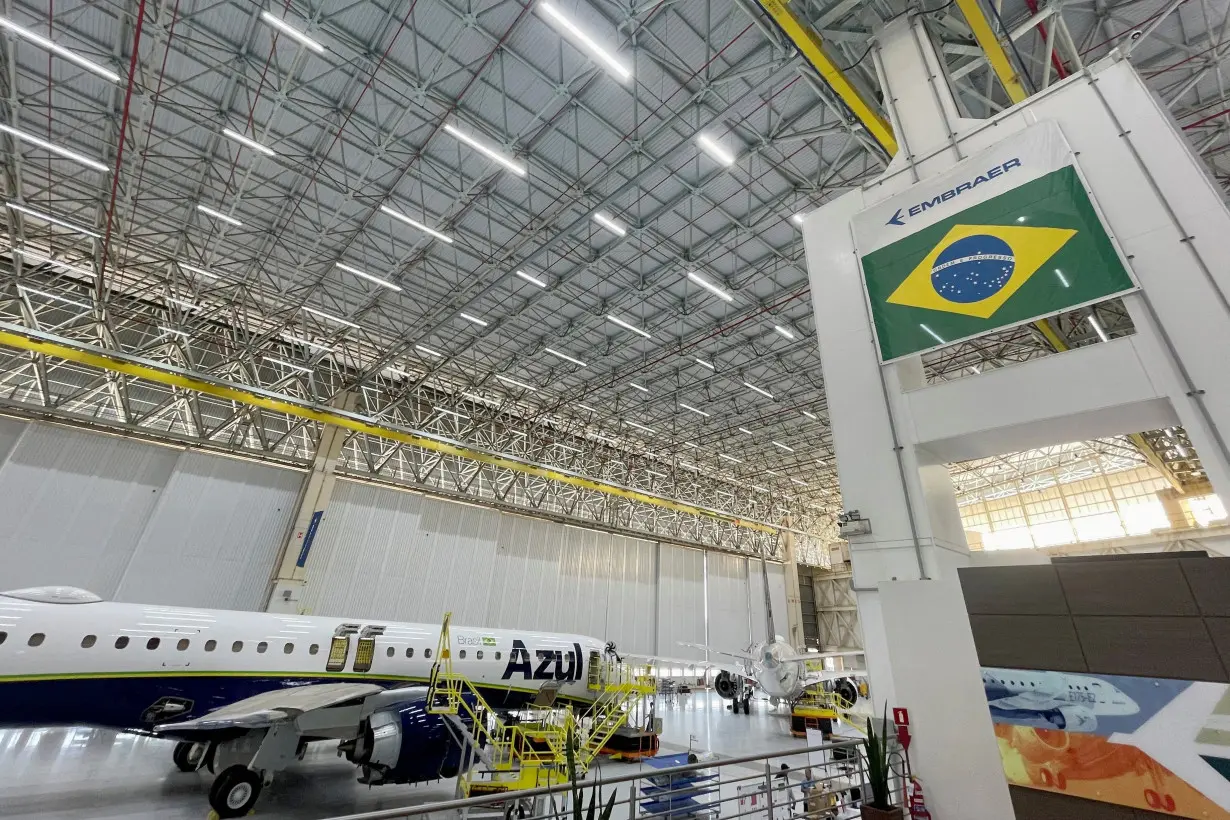 FILE PHOTO: Commercial jets are pictured at Embraer's headquarters in Sao Jose dos Campos, Brazil