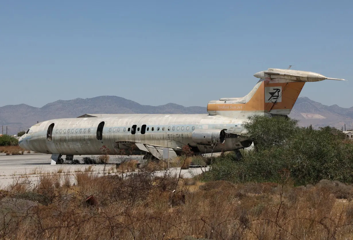 A Cyprus Airways passenger jet stands in the abandoned Nicosia International Airport inside the UN-controlled buffer zone in Nicosia