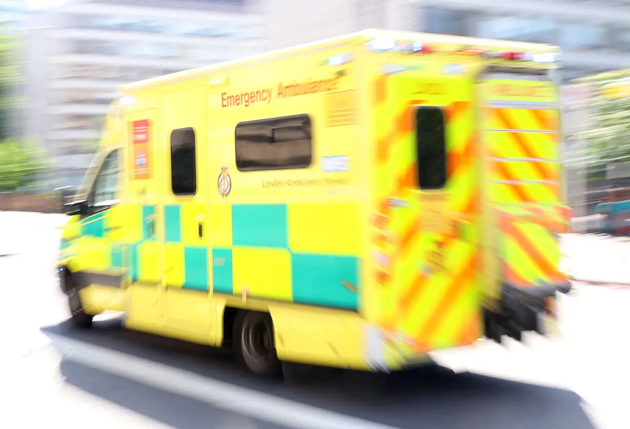 An ambulance is driven in central London