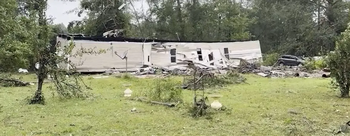 Elderly couple's mobile home flipped during Beryl