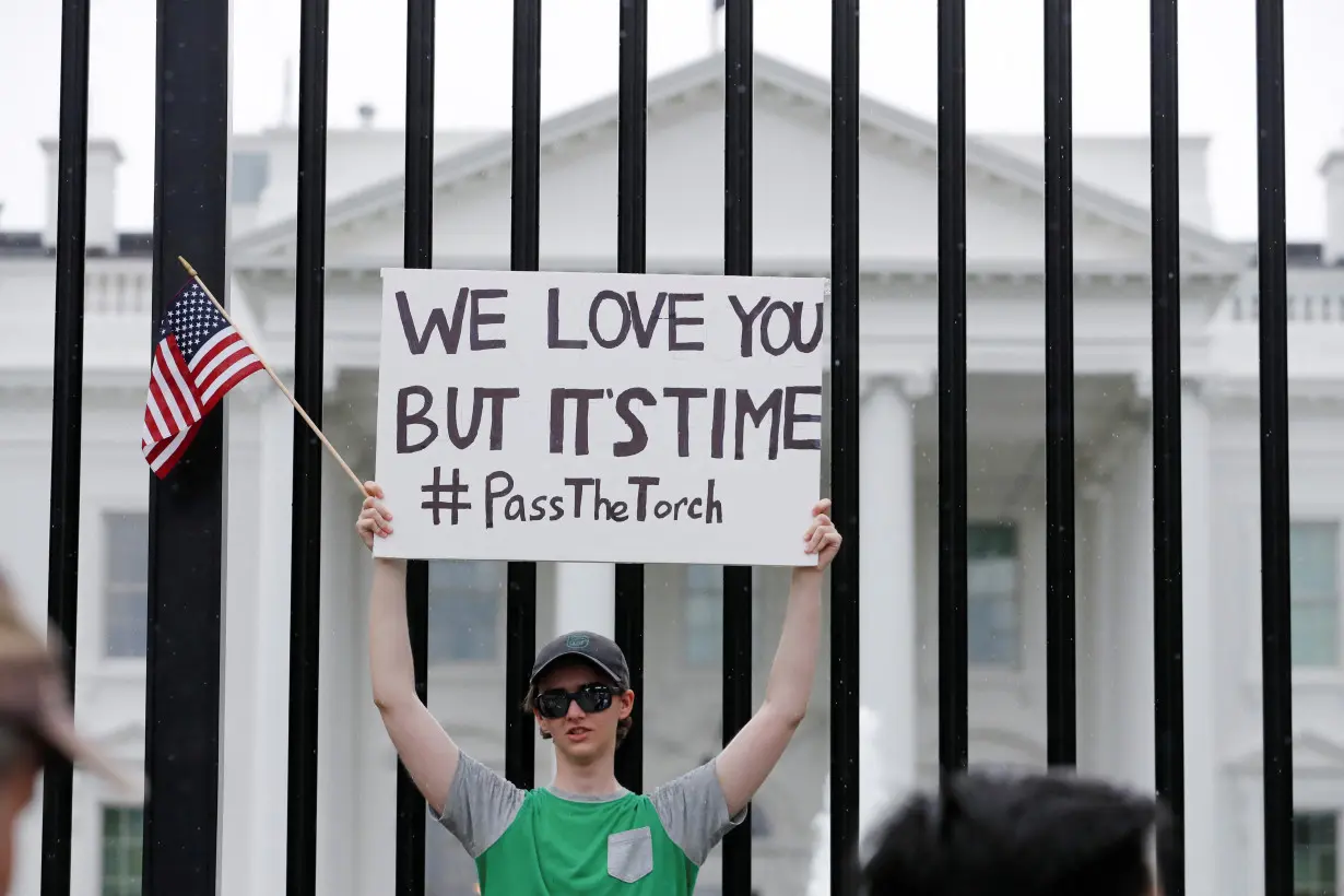 Protesters demand that U.S. President Joe Biden withdraw from the 2024 election race