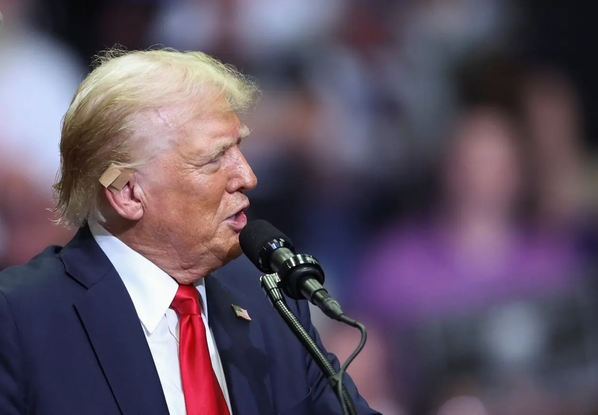 Republican presidential nominee Trump holds a campaign rally with his running mate Vance for the first time, in Grand Rapids