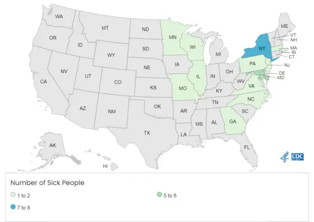 At least 7 listeria outbreak linked to deli meats. Map shows number of cases across U.S.