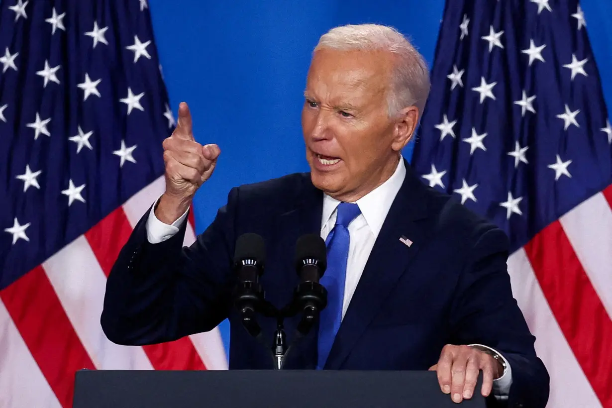 FILE PHOTO: U.S. President Joe Biden speaks at NATO's 75th anniversary summit, in Washington