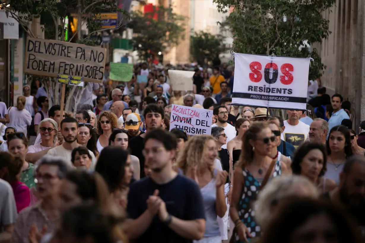 People protest against mass tourism on the island of Mallorca