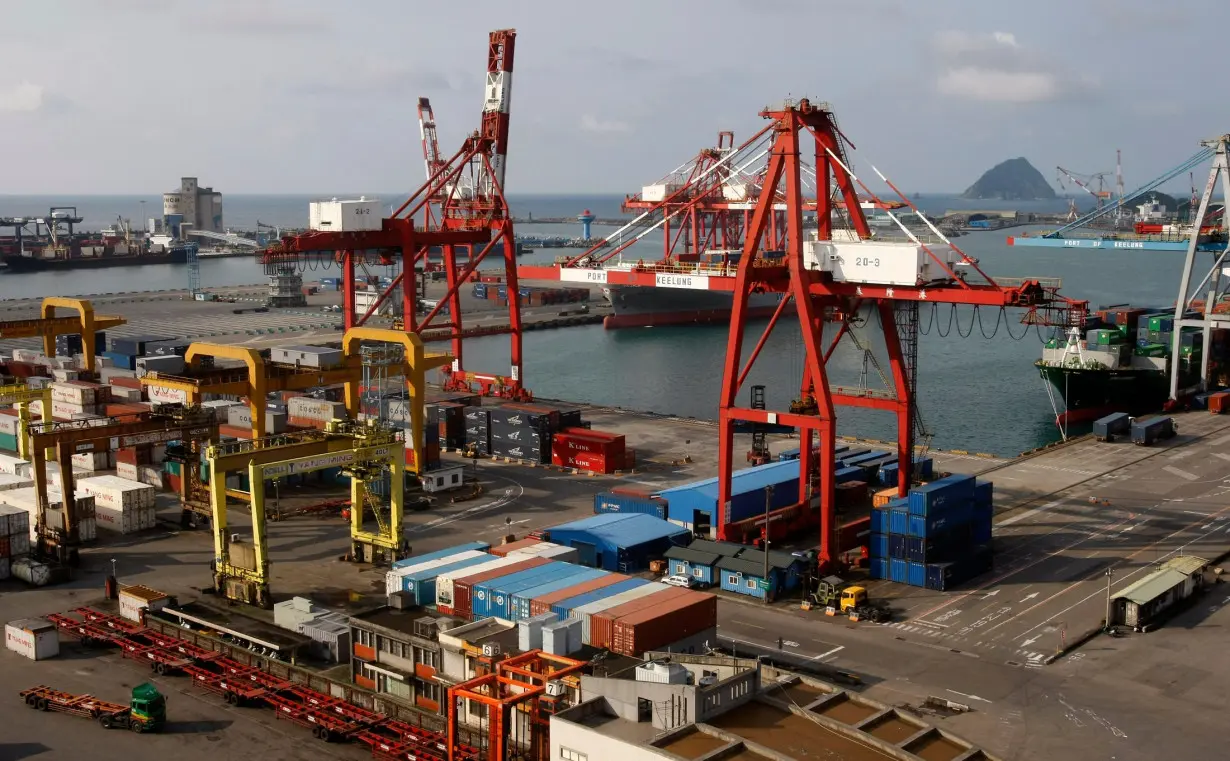 A general view shows containers stacked up at Keelung port in northern Taiwan