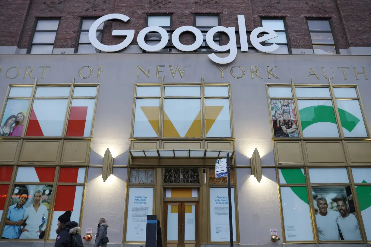 The logo for Google LLC is seen at their offices in Manhattan, New York City