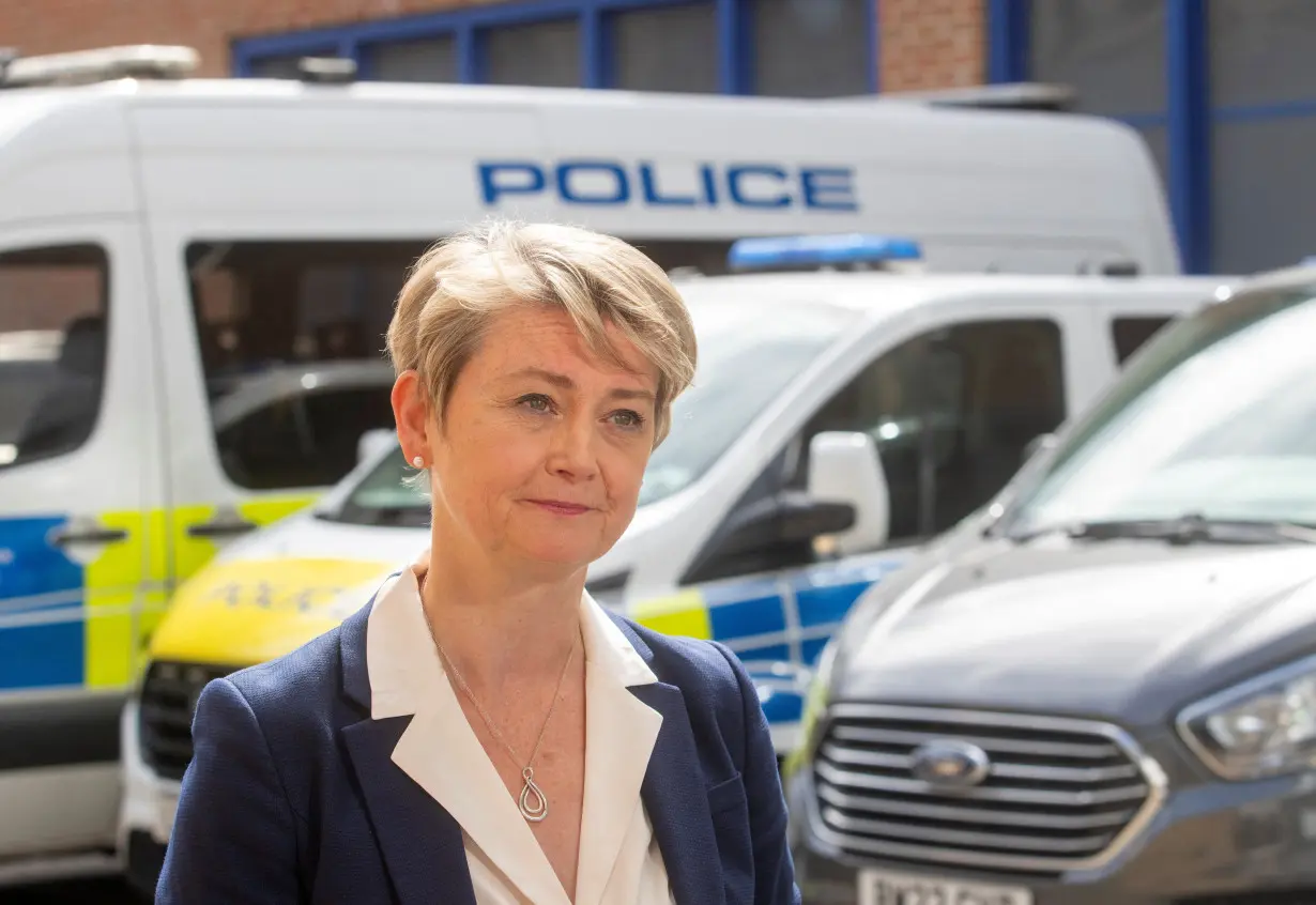 British Home Secretary Yvette Cooper on a policing visit in London