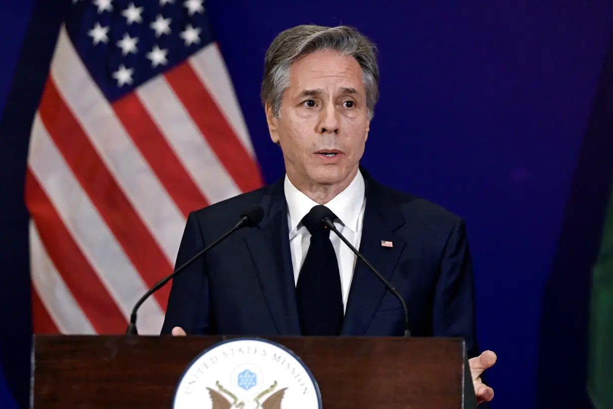 US Secretary of State Antony Blinken speaks during a press conference in New Delhi