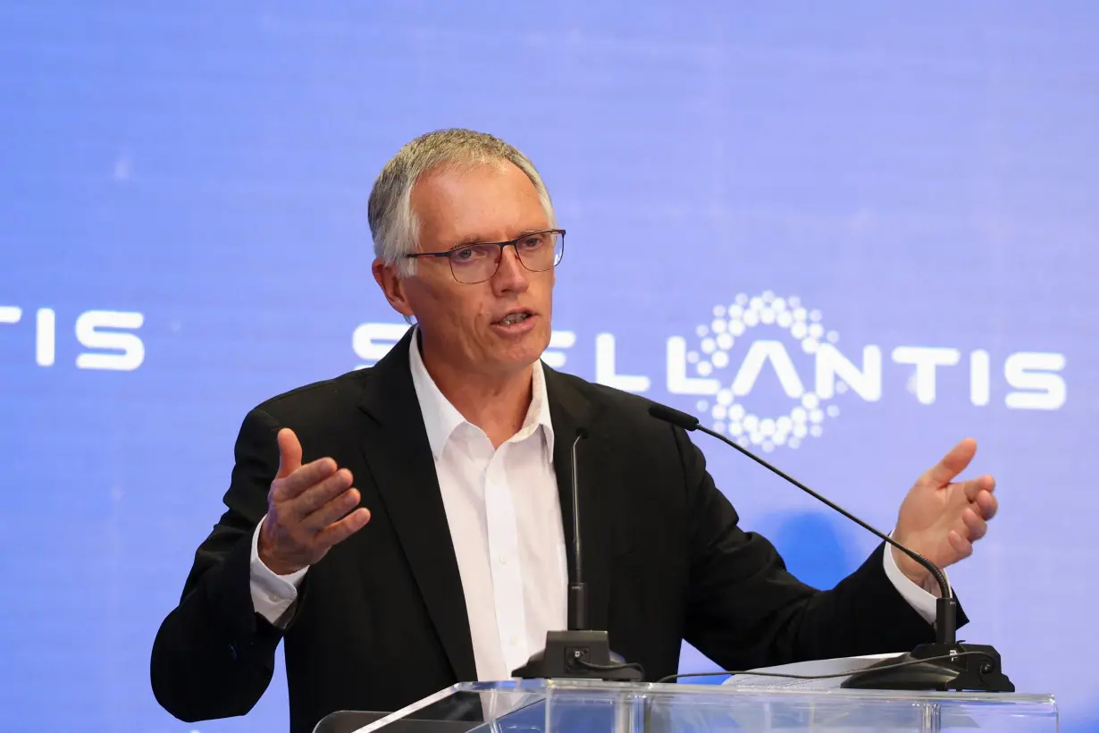 Stellantis CEO Carlos Tavares speaks during a ceremony as Stellantis launches the production of Fiat Panda