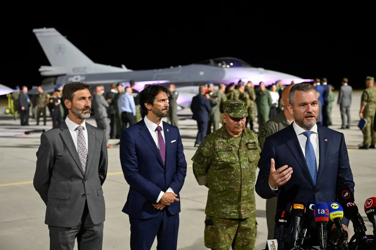 Handover ceremony of two F-16s, in Malacky