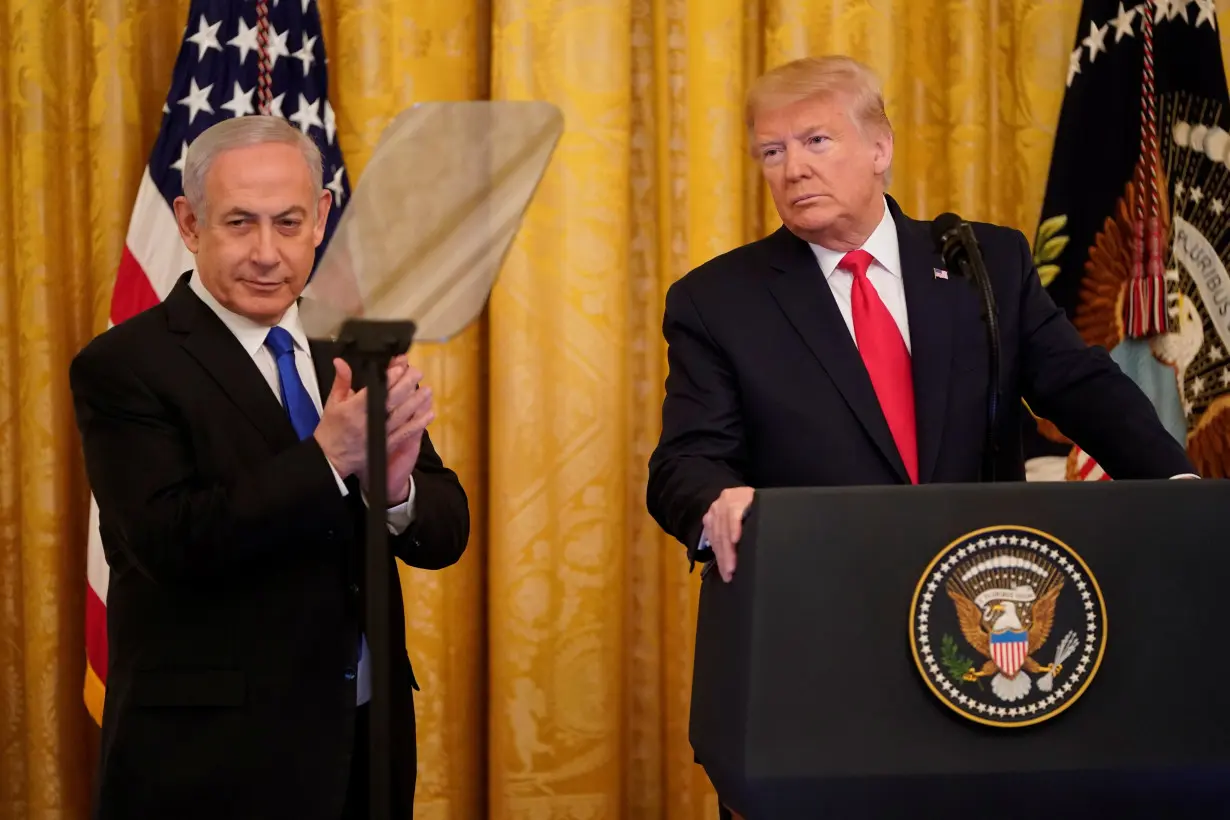 U.S. President Trump and Israel's Prime Minister Netanyahu discuss Middle East peace plan proposal at the White House in Washington