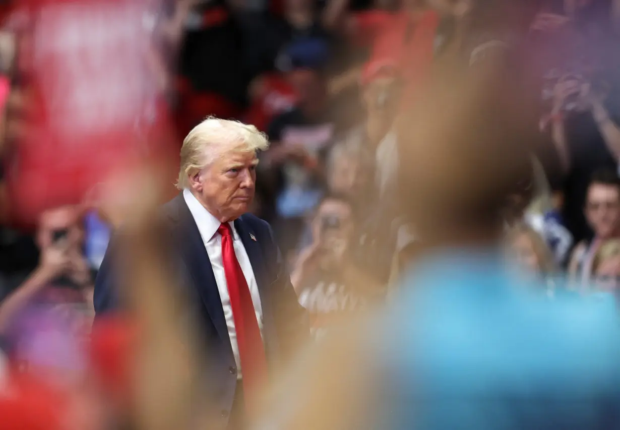 Republican presidential nominee Trump holds a campaign rally with his running mate Vance for the first time, in Grand Rapids