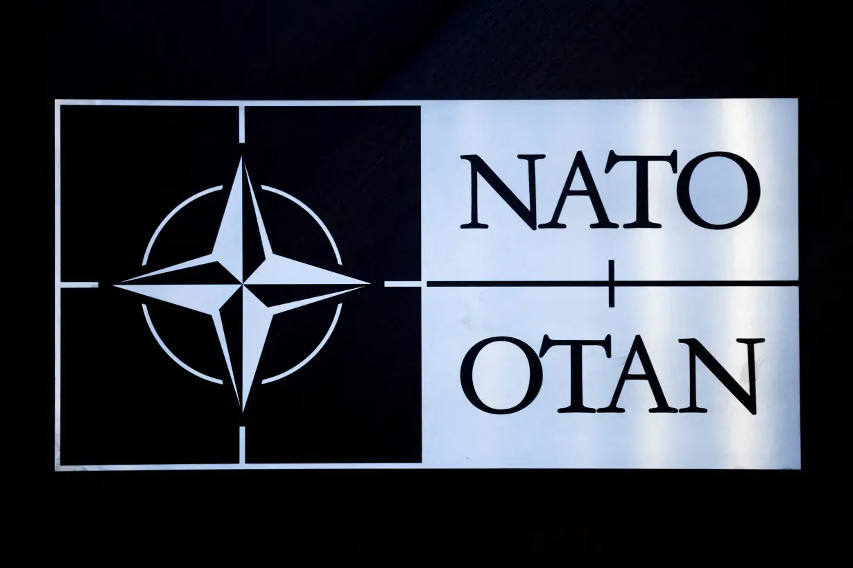 FILE PHOTO: The logo of NATO is seen at a meeting of the North Atlantic Council at the Alliance's headquarters in Brussels,