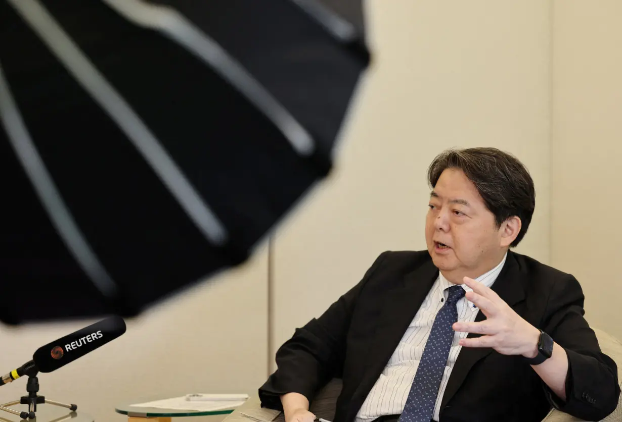 Japan's Chief Cabinet Secretary Yoshimasa Hayashi speaks during an interview with Reuters in Tokyo