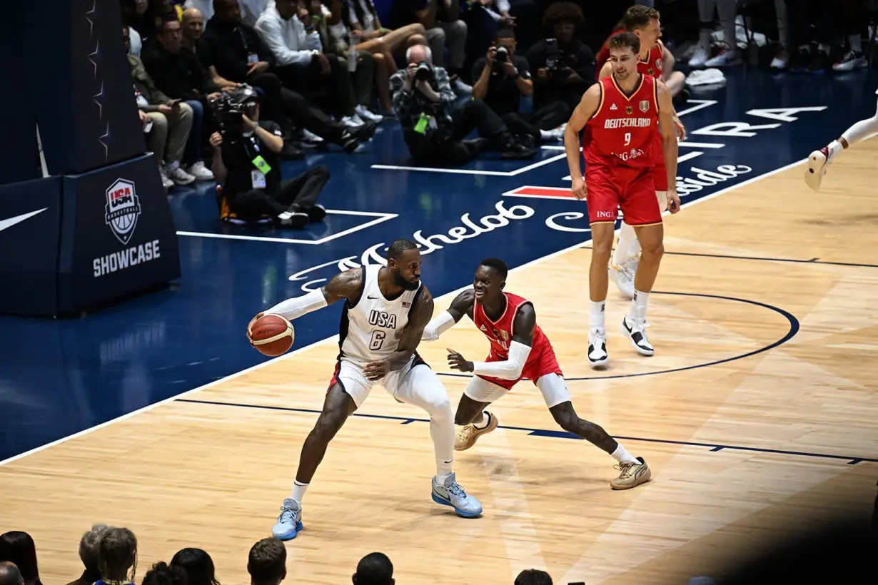 James led the way for the US Olympic team with a game-high 20 points.