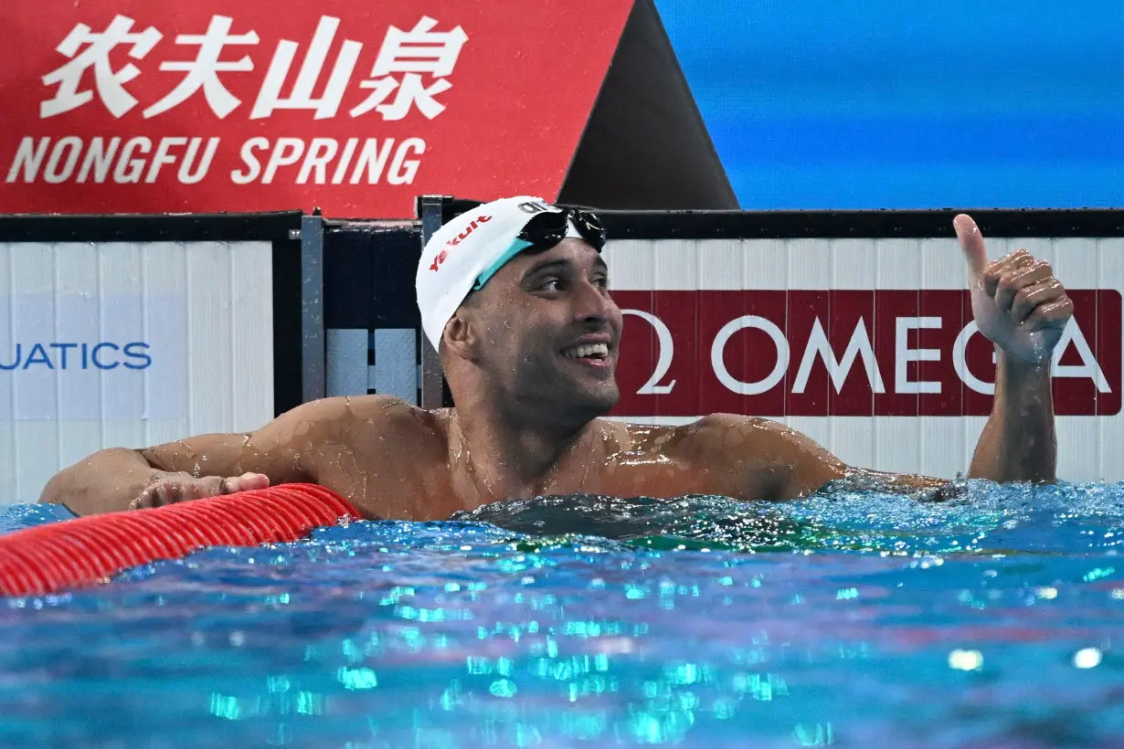 Chad Le Clos after competing in a semi-final of the men's 100m butterfly, at the 2024 World Aquatics Championships in Doha, February 16.