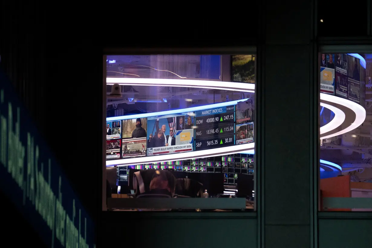 Screens are pictured at Fox headquarters in New York