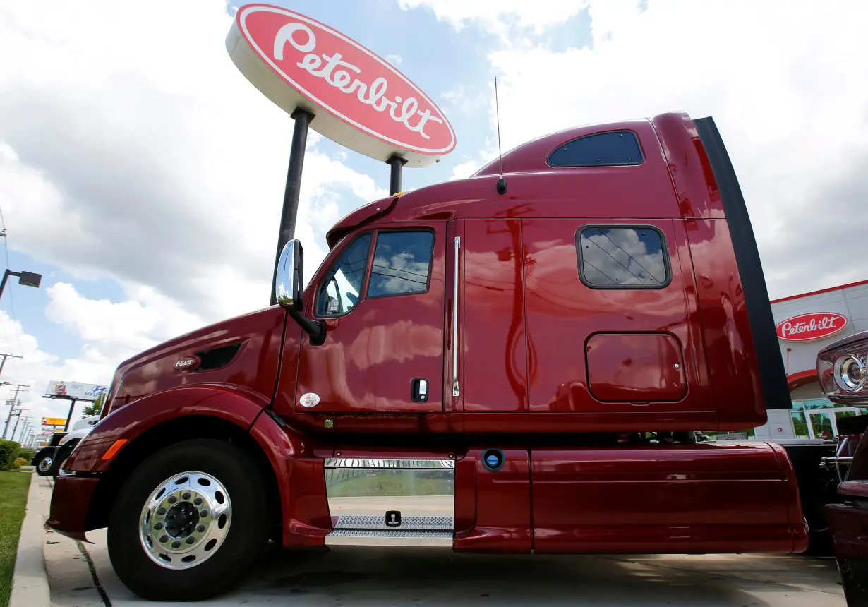 A Peterbilt truck is seen at a dealership in Bolingbrook near Chicago