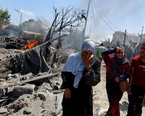 Video shows moment airstrike hits area near shelter in Gaza