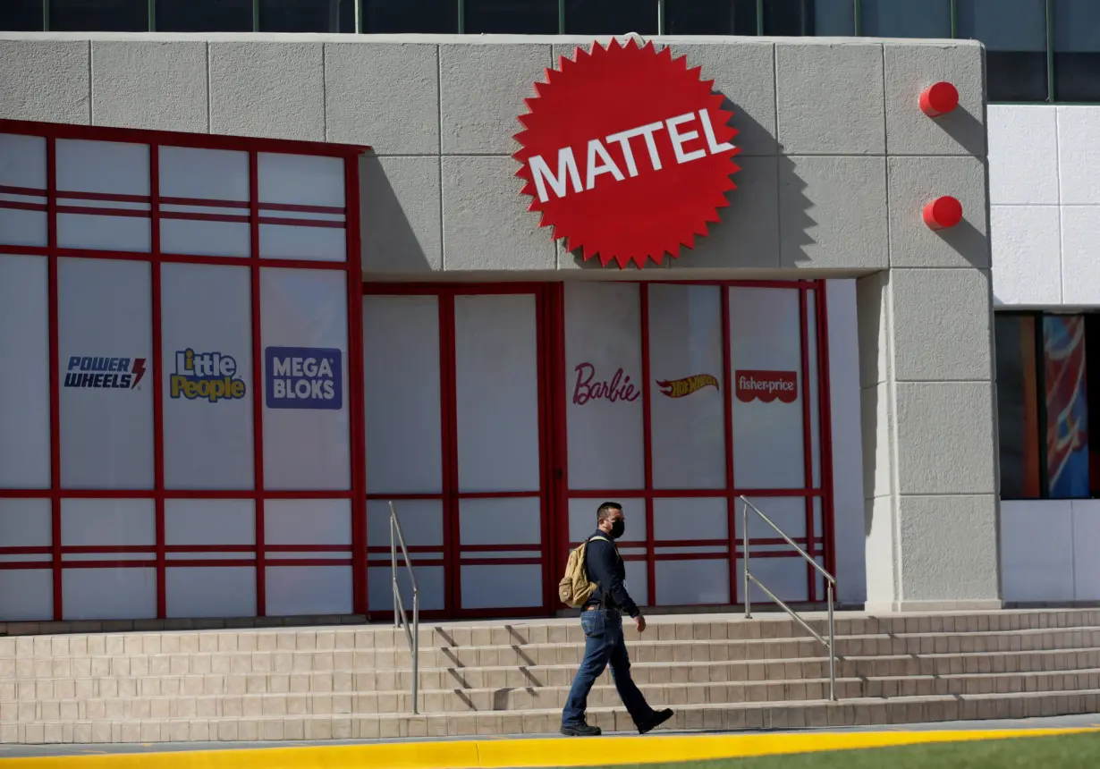 FILE PHOTO: The Mattel company logo is pictured at the entrance of the Montoi plant in the municipality of Escobedo