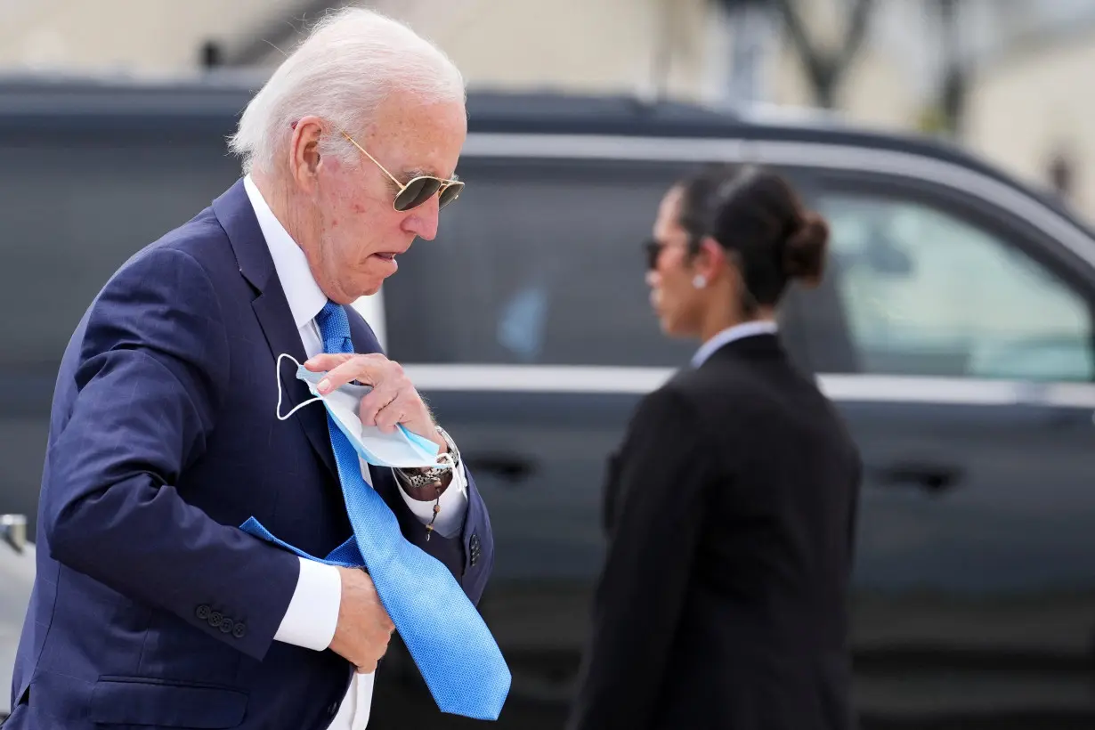 U.S. President Joe Biden boards Air Force One at Dover Air Force Base